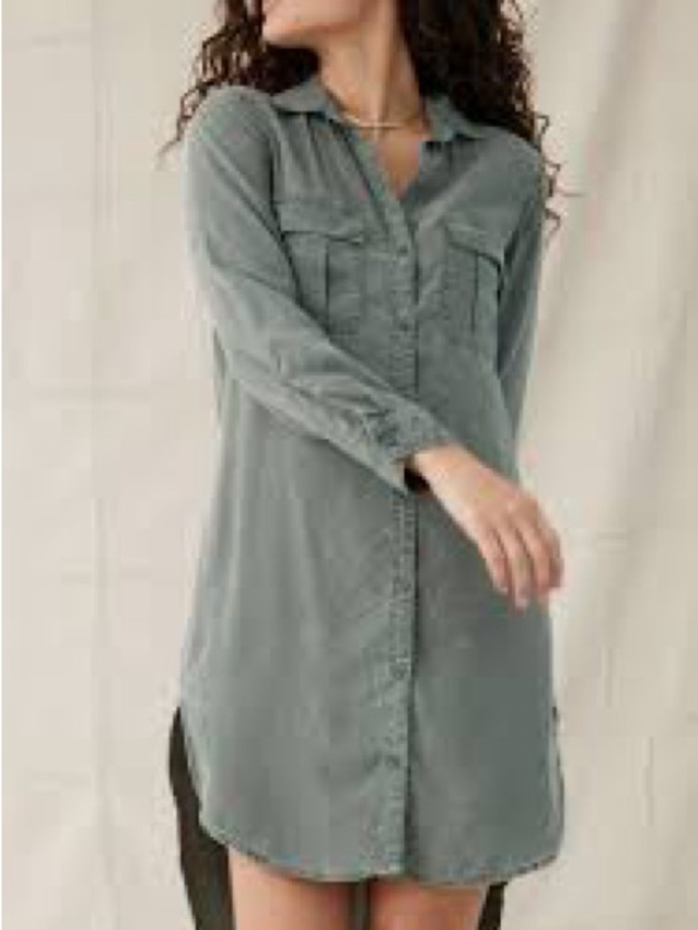 NWOT Cloth & Stone Olive Green Utility Shirt Dress in Sage Green